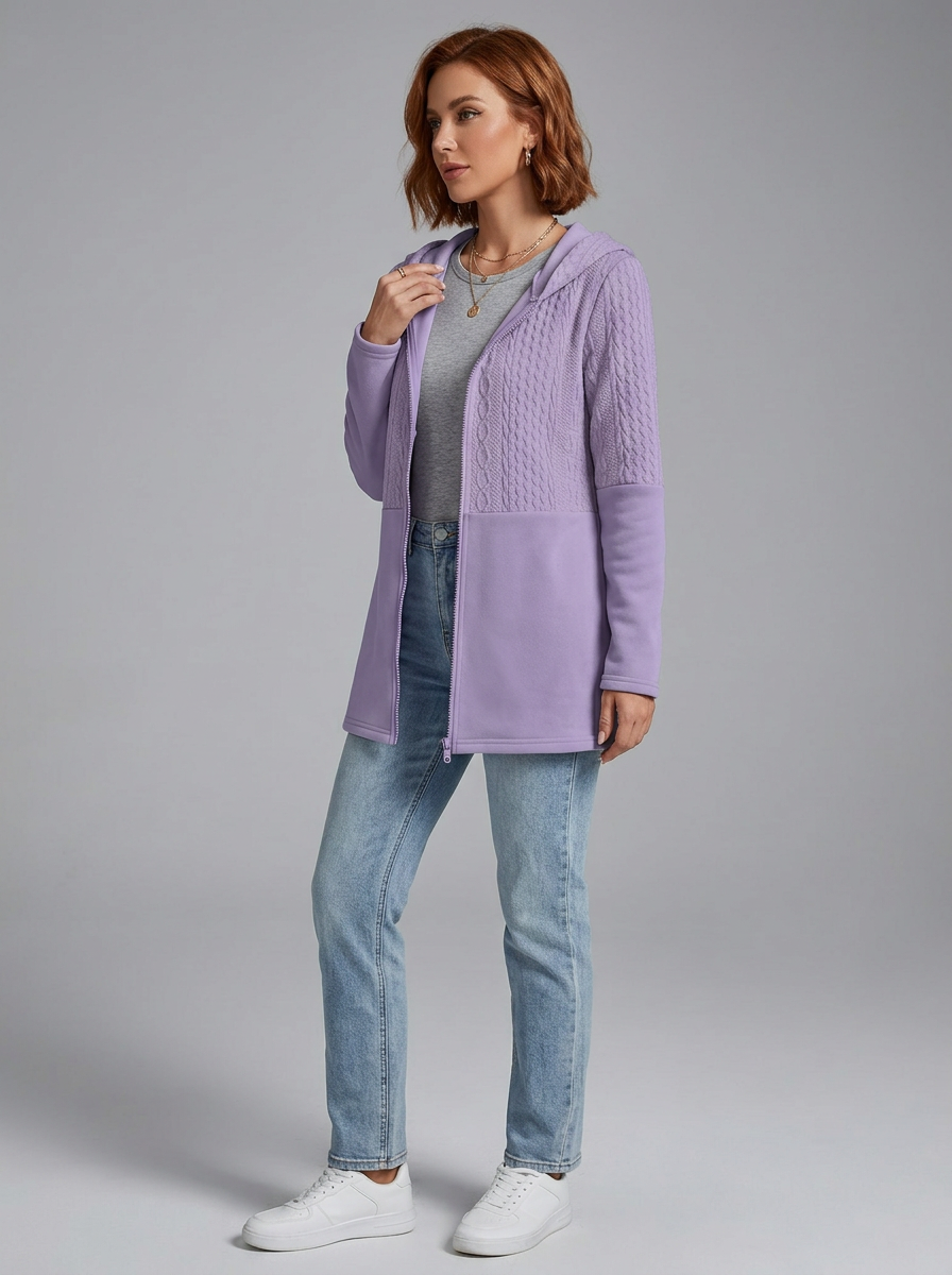 Women's Jacket Hooded Zip Up | Longline