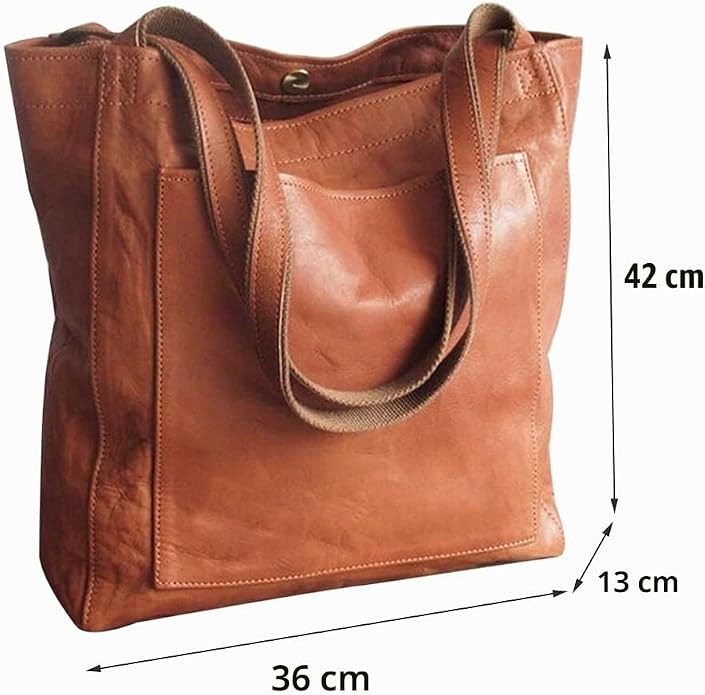 Olivia | Women's Large Vintage-Style Tote Shoulder Bag with Front Pocket