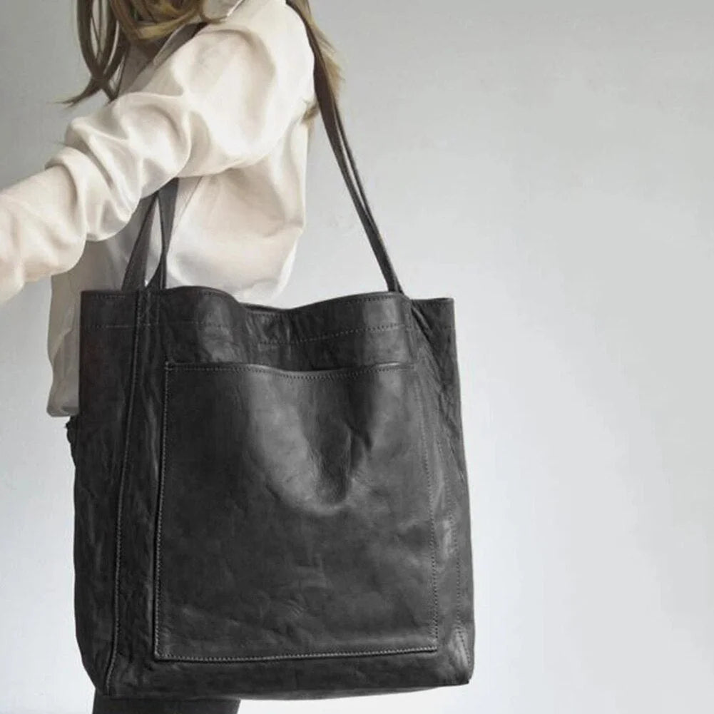 Olivia | Women's Large Vintage-Style Tote Shoulder Bag with Front Pocket