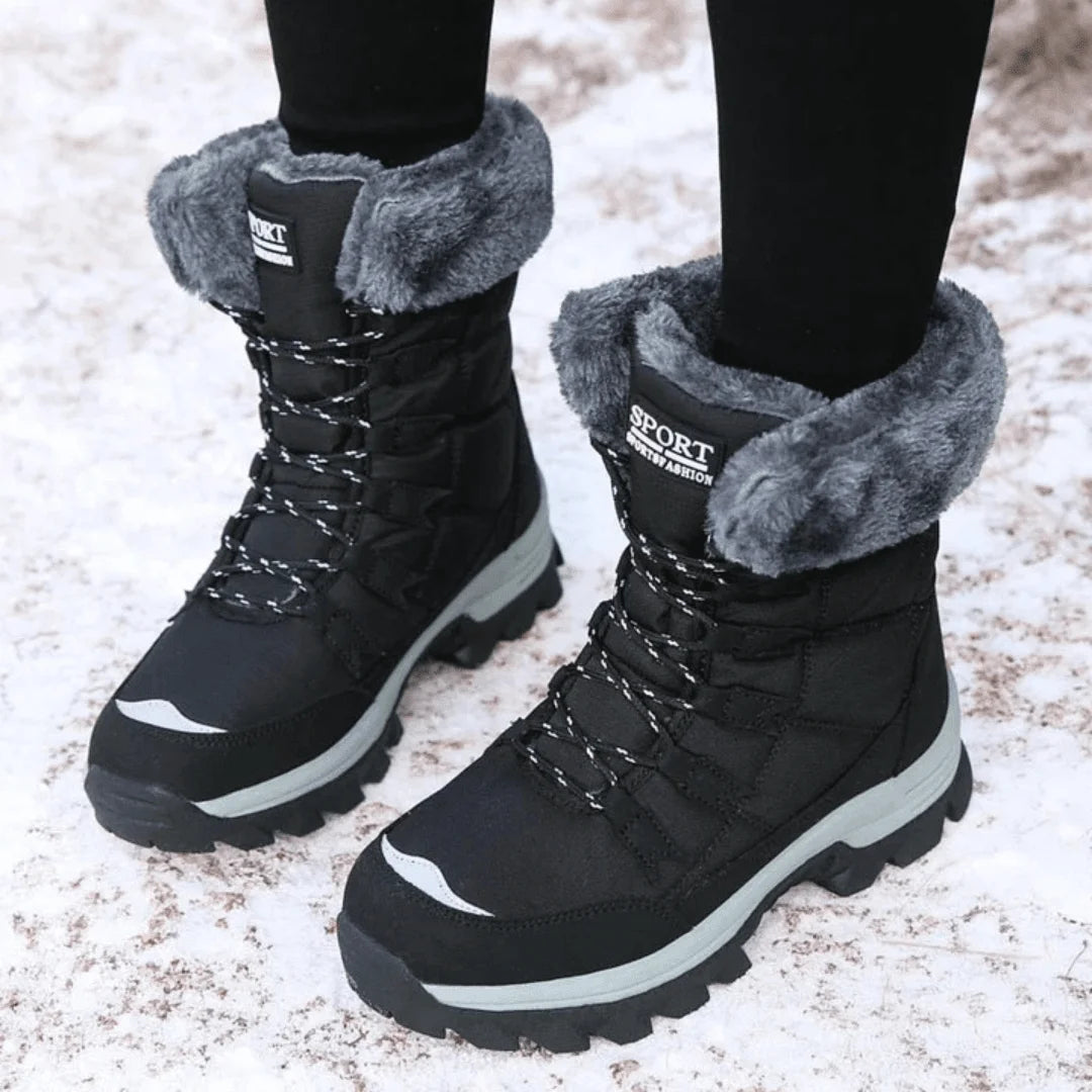Sienna | Women's Lace-Up Winter Snow Boots with Fluffy Collar
