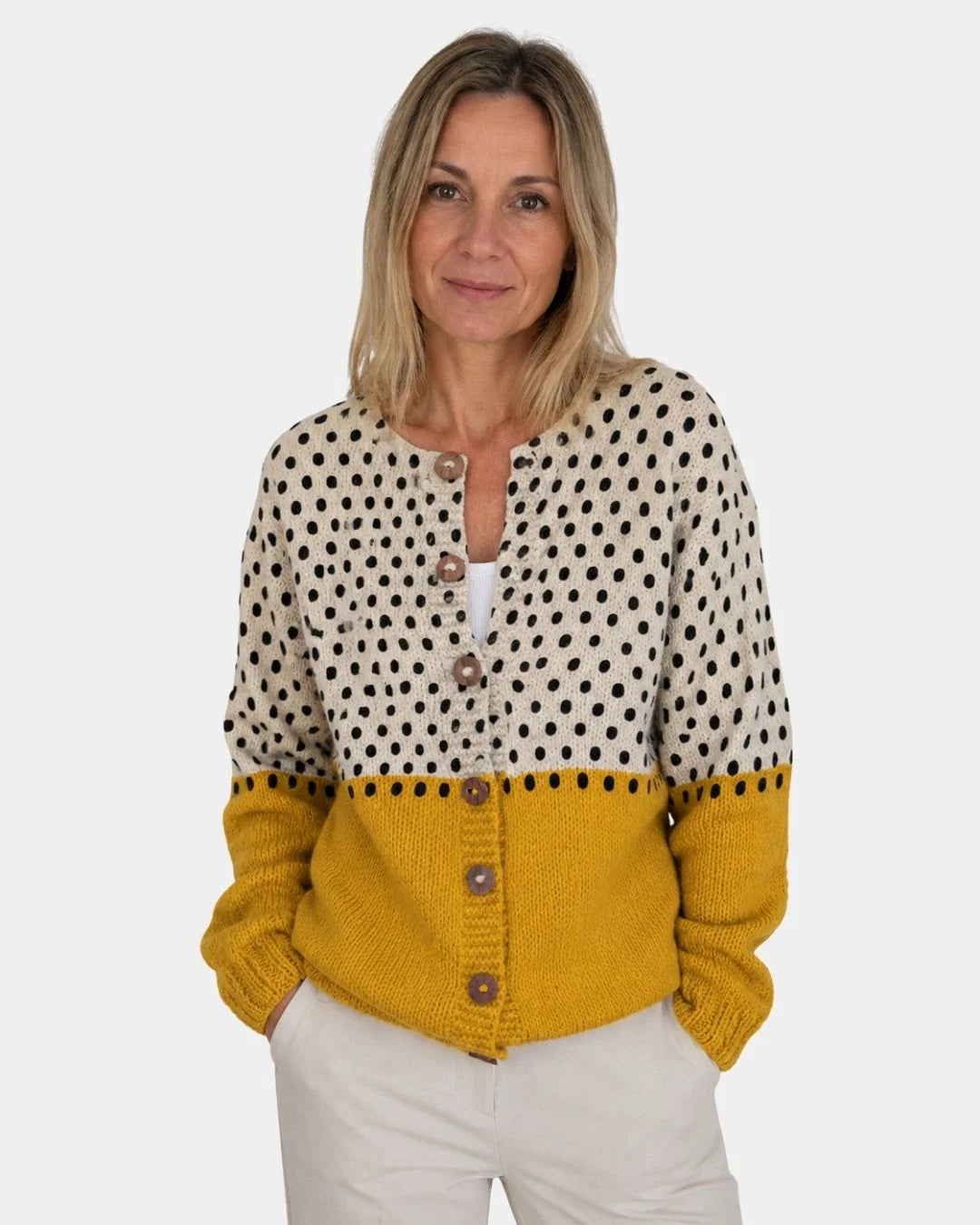 Mabel | Women's Polka-Dot Colorblock Cardigan