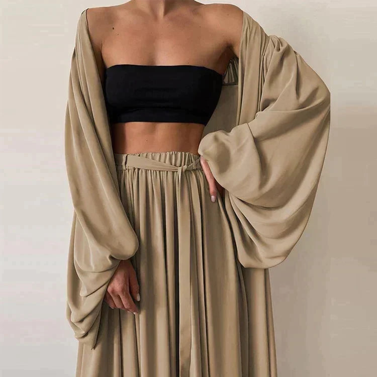 Amara | Women's Three-Piece Kimono and Wide-Leg Pants Set