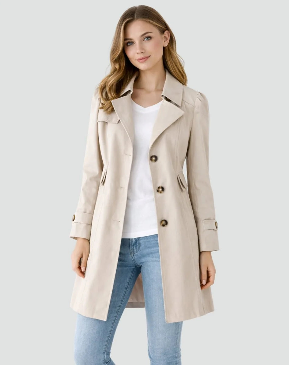Felicity | Women's Tailored Mid-Length Trench Coat with Notched Lapels