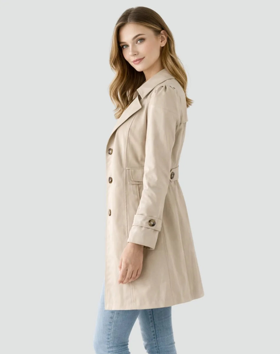 Felicity | Women's Tailored Mid-Length Trench Coat with Notched Lapels