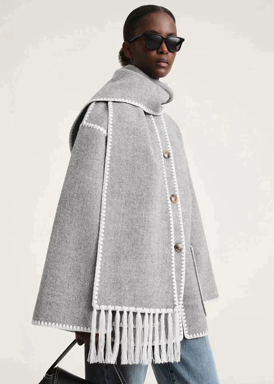 Briony | Women's Fringed Wool Cape Coat