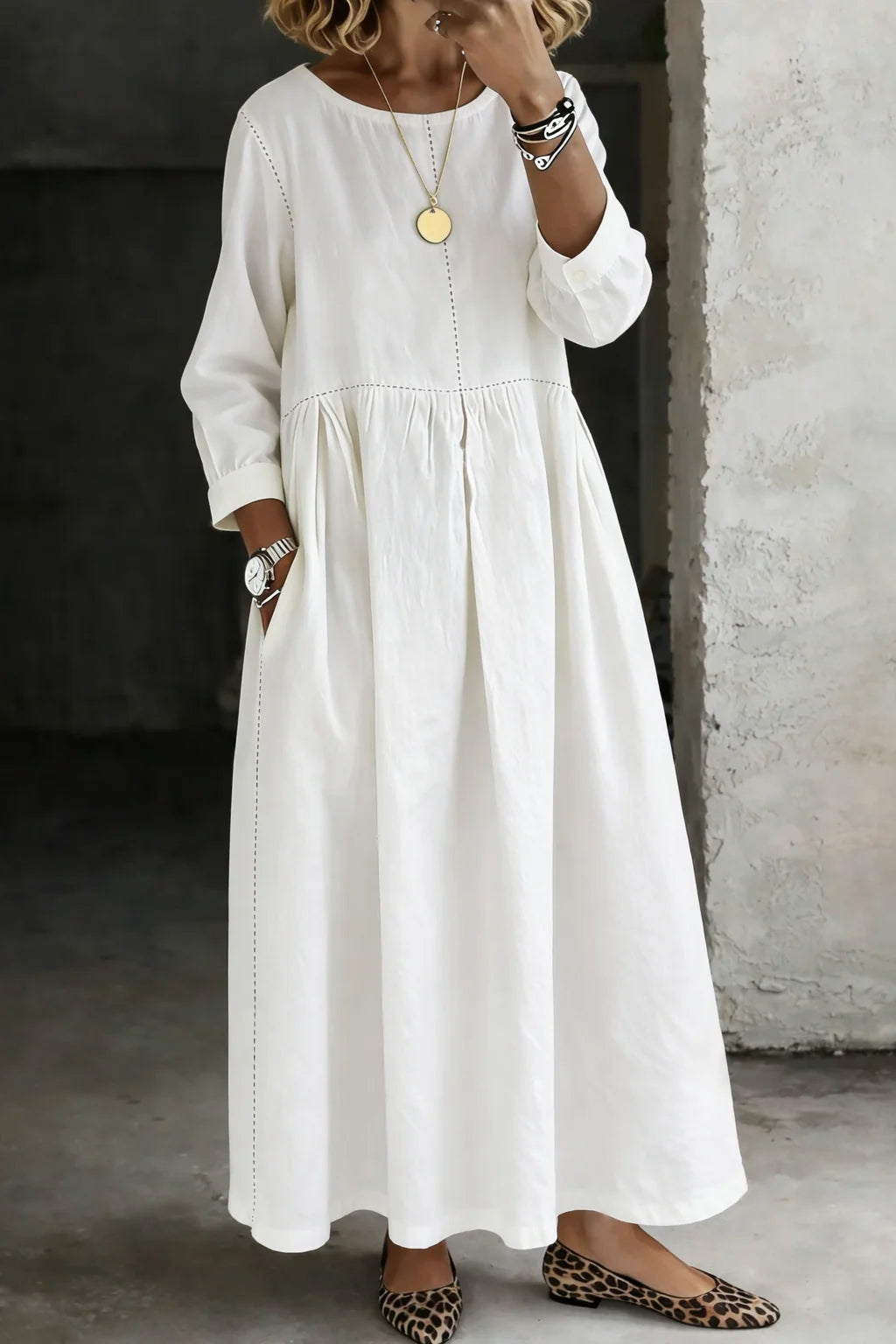 Miriam | Women's Relaxed Gathered Maxi Dress with Pockets