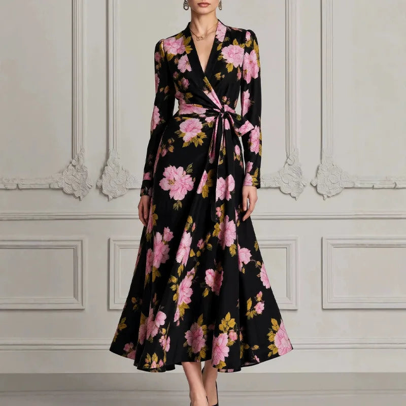 Audrey | Women's Floral V-Neck Wrap Maxi Dress