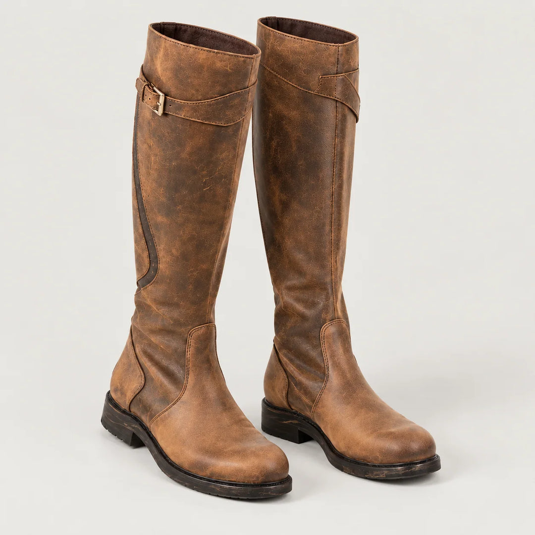 Phoebe | Women's Knee-High Boots with Adjustable Buckle Strap