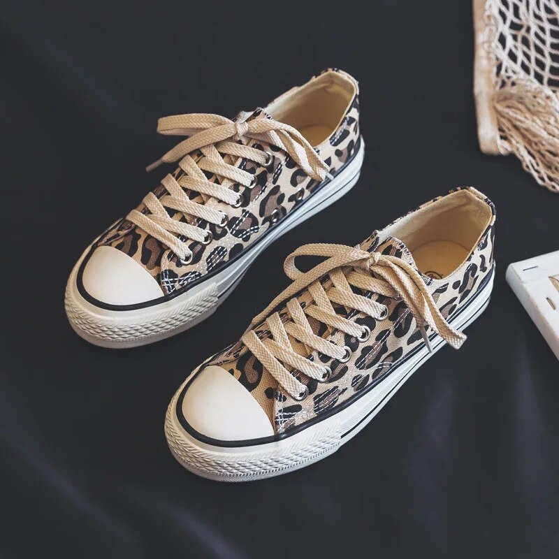 Aveline | Women's Leopard-Print Canvas Trainers