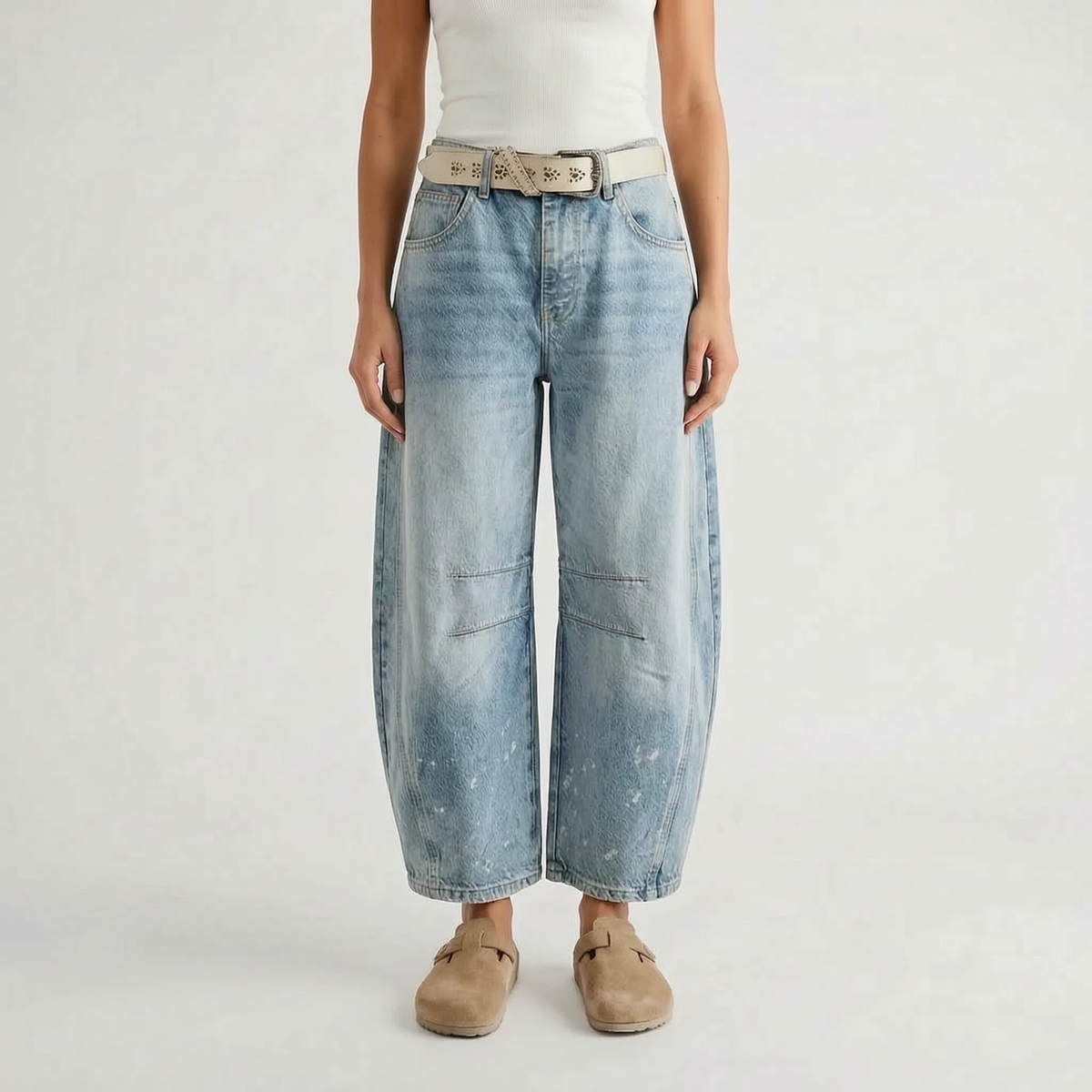 Harper | Women's Cropped Barrel-Leg Jeans