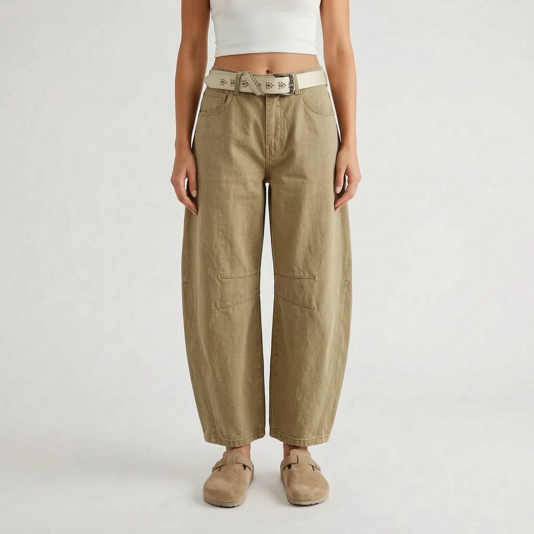 Harper | Women's Cropped Barrel-Leg Jeans