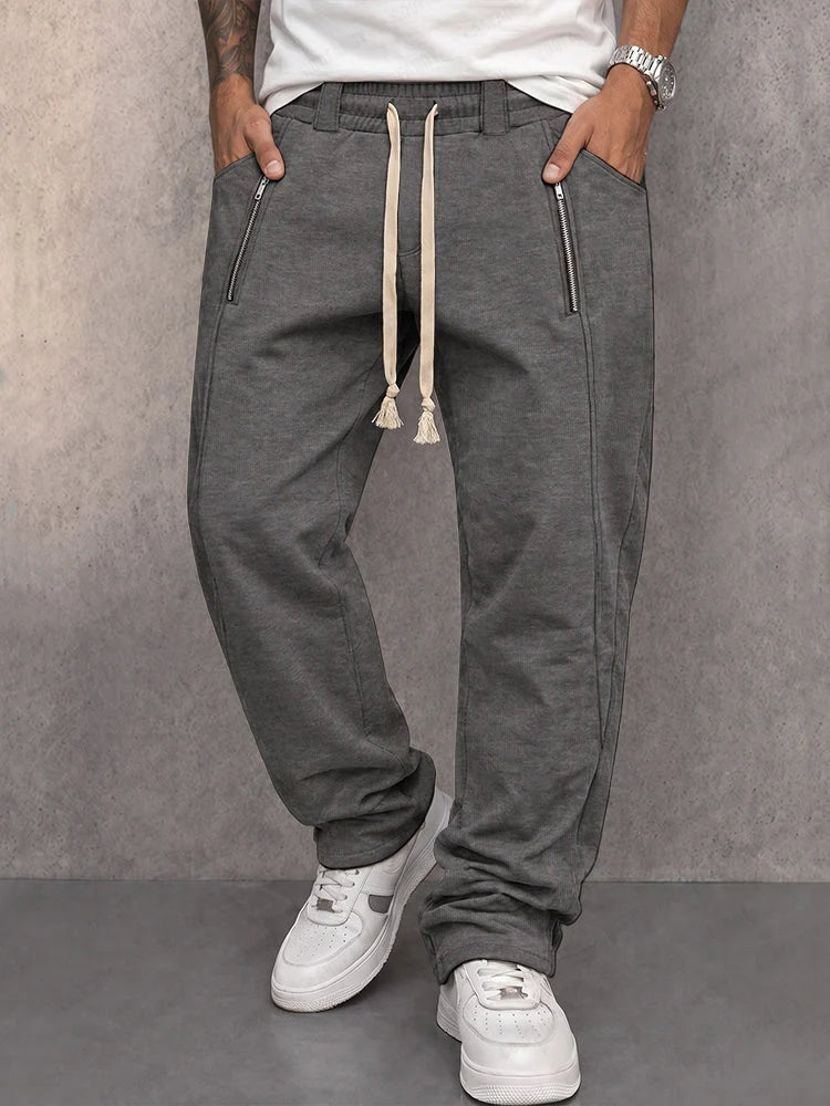 Nate | Men's Relaxed Drawstring Sweatpants with Zipper Pockets