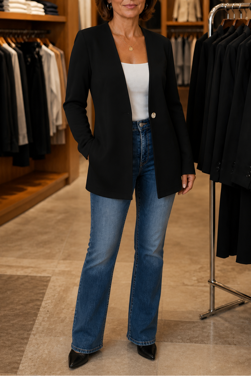 Marisol | Women's Elegant Collarless Longline Blazer