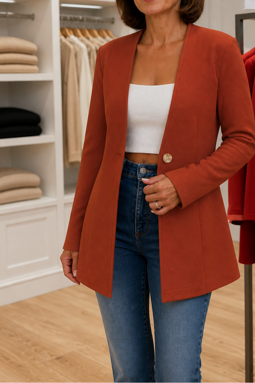 Marisol | Women's Elegant Collarless Longline Blazer