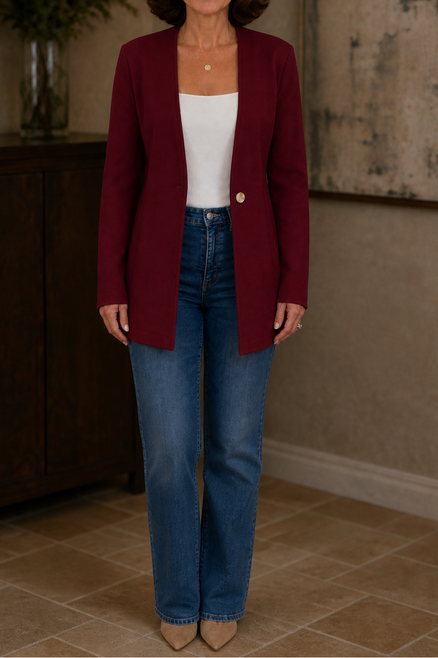Marisol | Women's Elegant Collarless Longline Blazer