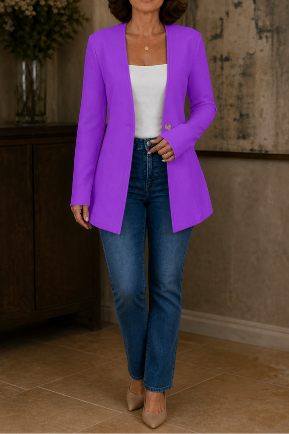 Marisol | Women's Elegant Collarless Longline Blazer
