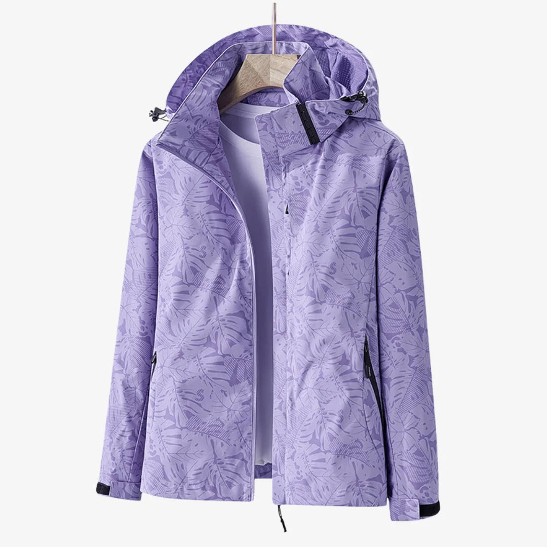 Bridget | Women's Leaf-Print Hooded Zip-Up Jacket