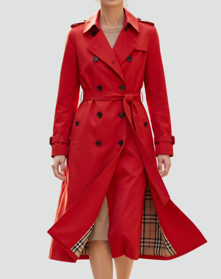 Victoria | Women's Double-Breasted Long Trench Coat with Waist Belt