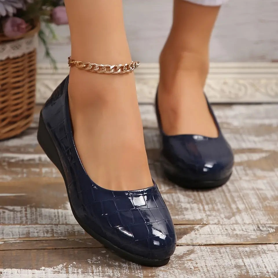 Tamsin | Women's Croc-Embossed Patent Wedge Shoes