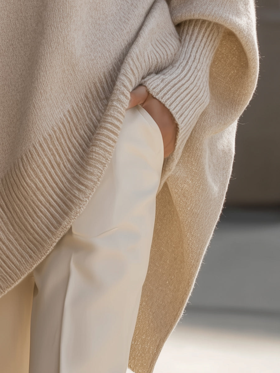 Willa | Women's Oversized Asymmetric Hem Sweater with Batwing Sleeves