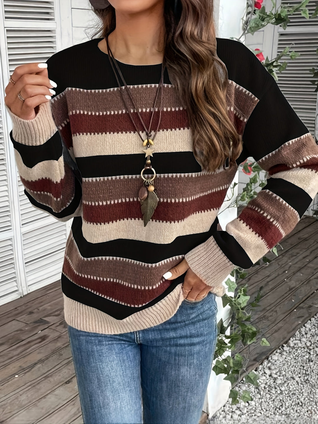 Abigail | Women's Striped Round-Neck Sweater