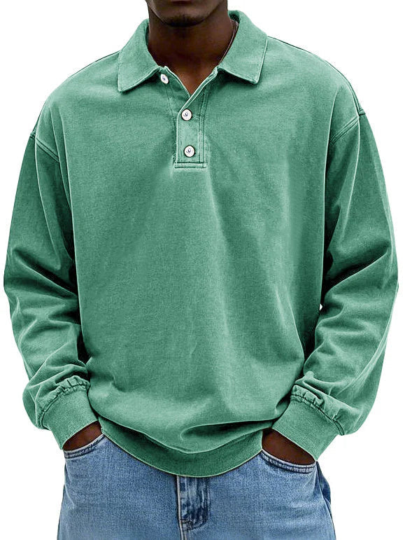 Adam | Men's Long-Sleeve Polo Shirt with Classic Collar