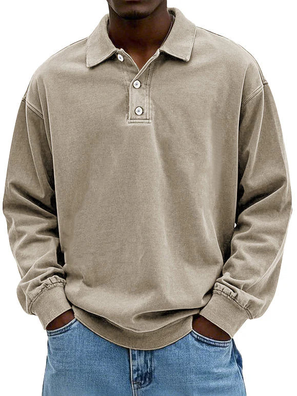 Adam | Men's Long-Sleeve Polo Shirt with Classic Collar