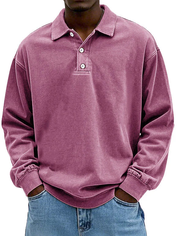 Adam | Men's Long-Sleeve Polo Shirt with Classic Collar