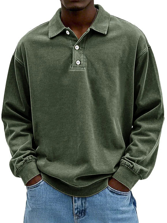 Adam | Men's Long-Sleeve Polo Shirt with Classic Collar