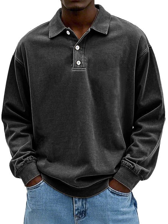 Adam | Men's Long-Sleeve Polo Shirt with Classic Collar