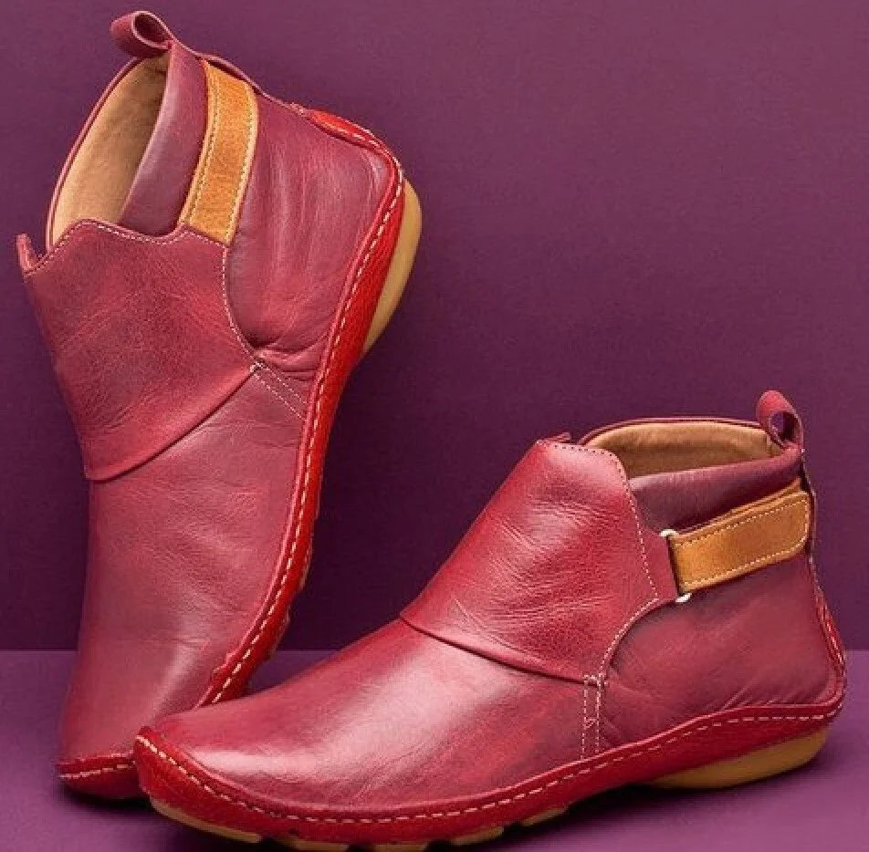 Freya | Women's Casual Ankle Boots with Side Zipper and Adjustable Strap