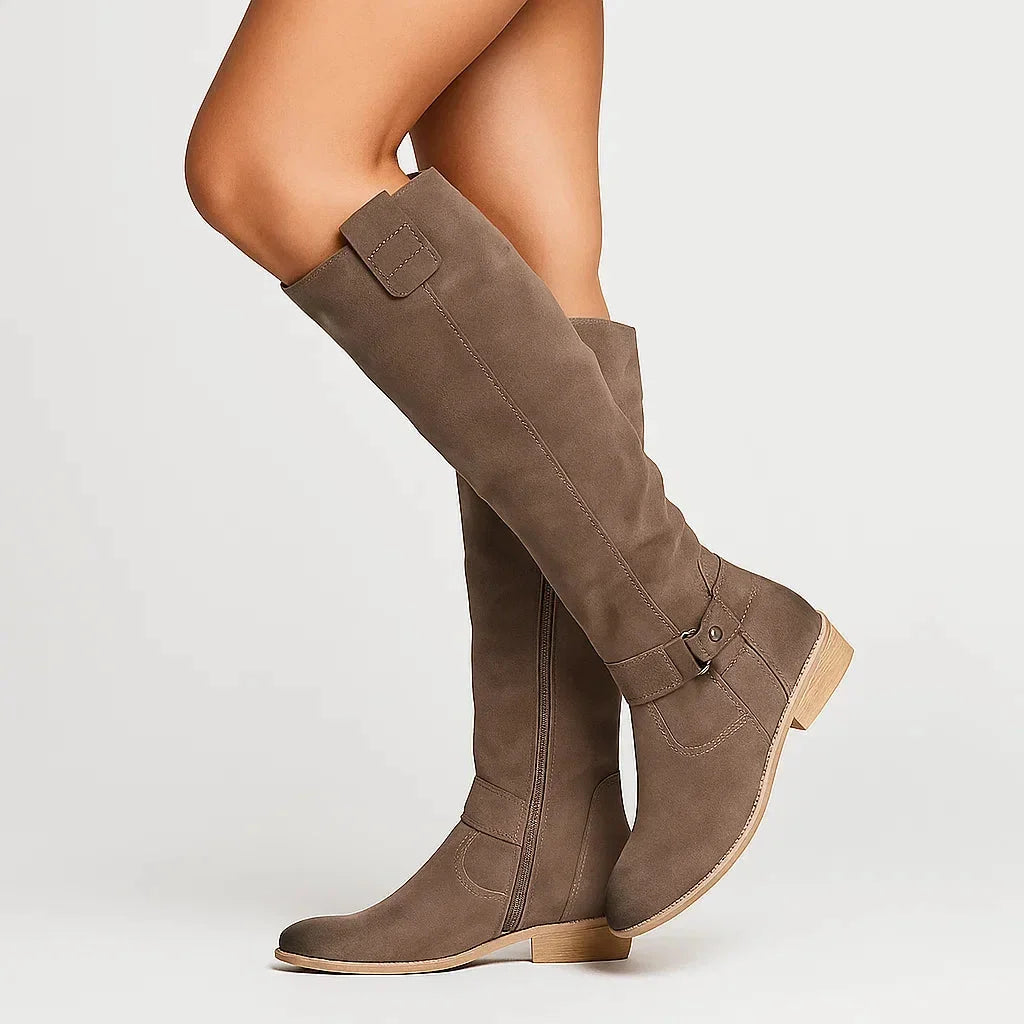 Georgia | Women's Knee-High Boots with Low Block Heel and Side Zipper