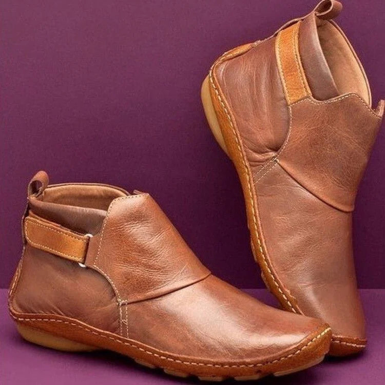 Freya | Women's Casual Ankle Boots with Side Zipper and Adjustable Strap