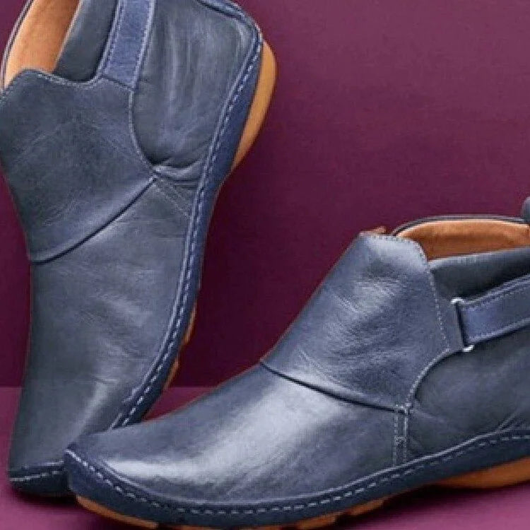 Freya | Women's Casual Ankle Boots with Side Zipper and Adjustable Strap
