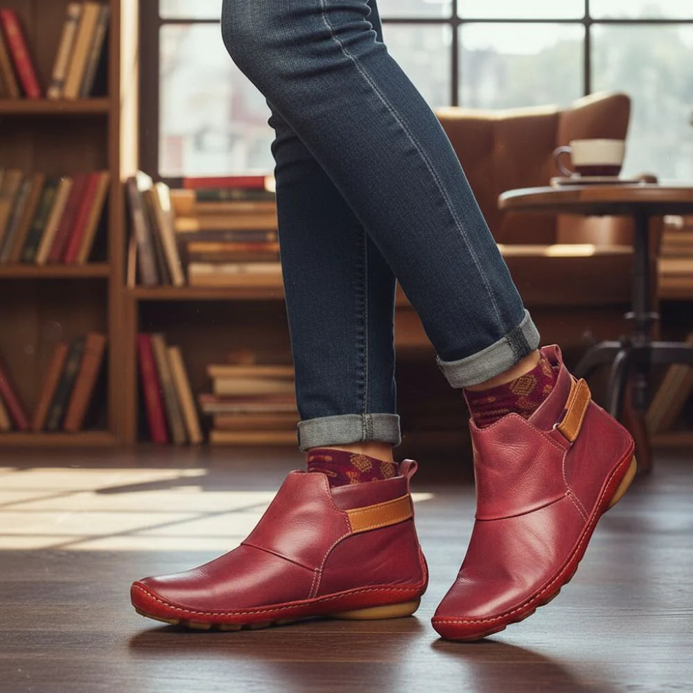 Freya | Women's Casual Ankle Boots with Side Zipper and Adjustable Strap