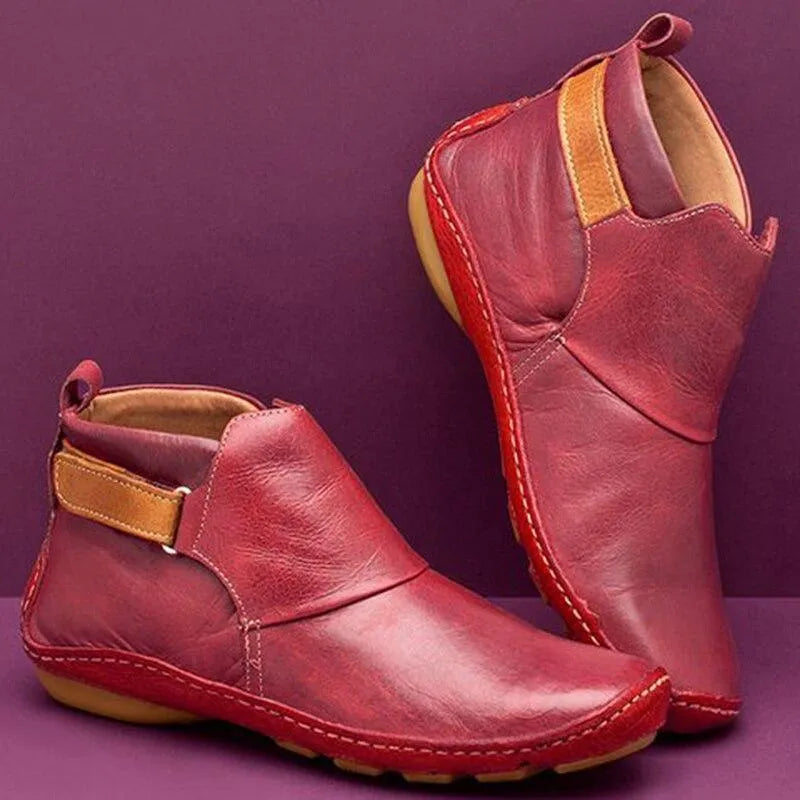 Freya | Women's Casual Ankle Boots with Side Zipper and Adjustable Strap