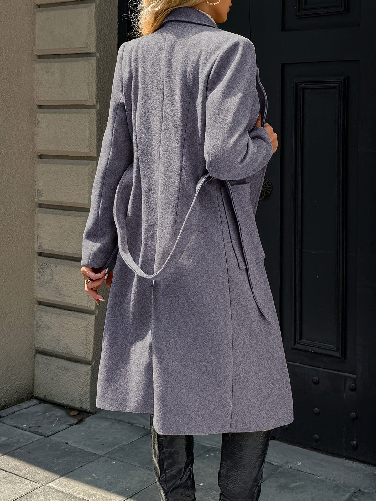 Bernadette | Women's Long Belted Coat with Patch Pockets