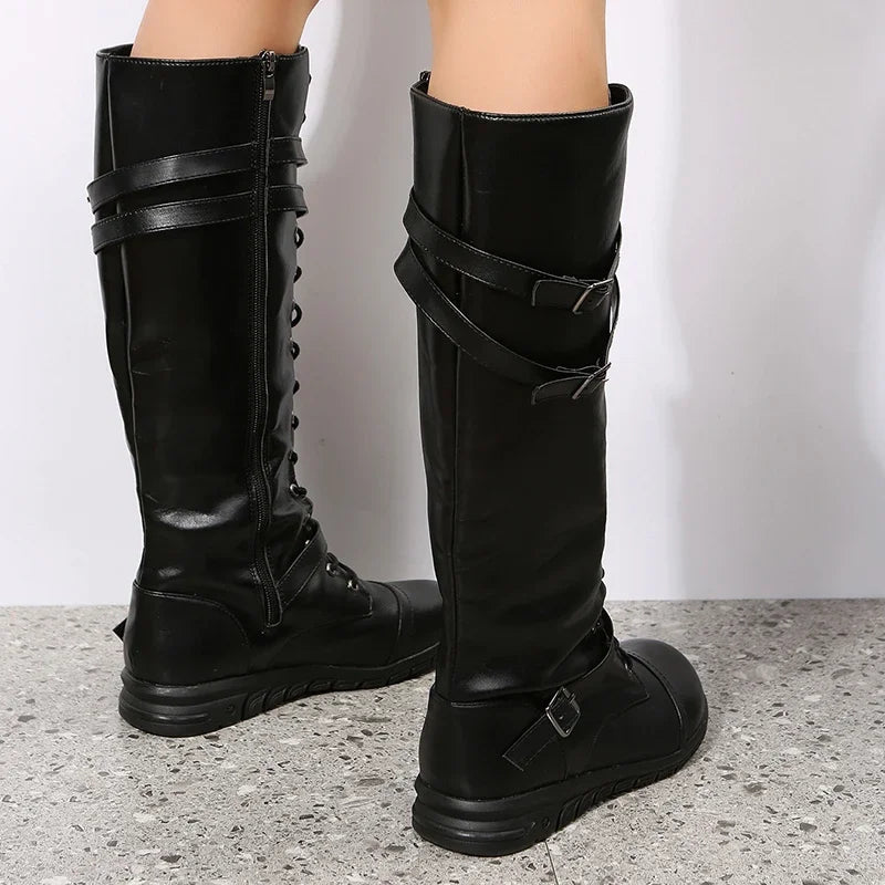 Blake | Women's Knee-High Lace-Up Boots with Buckle Straps