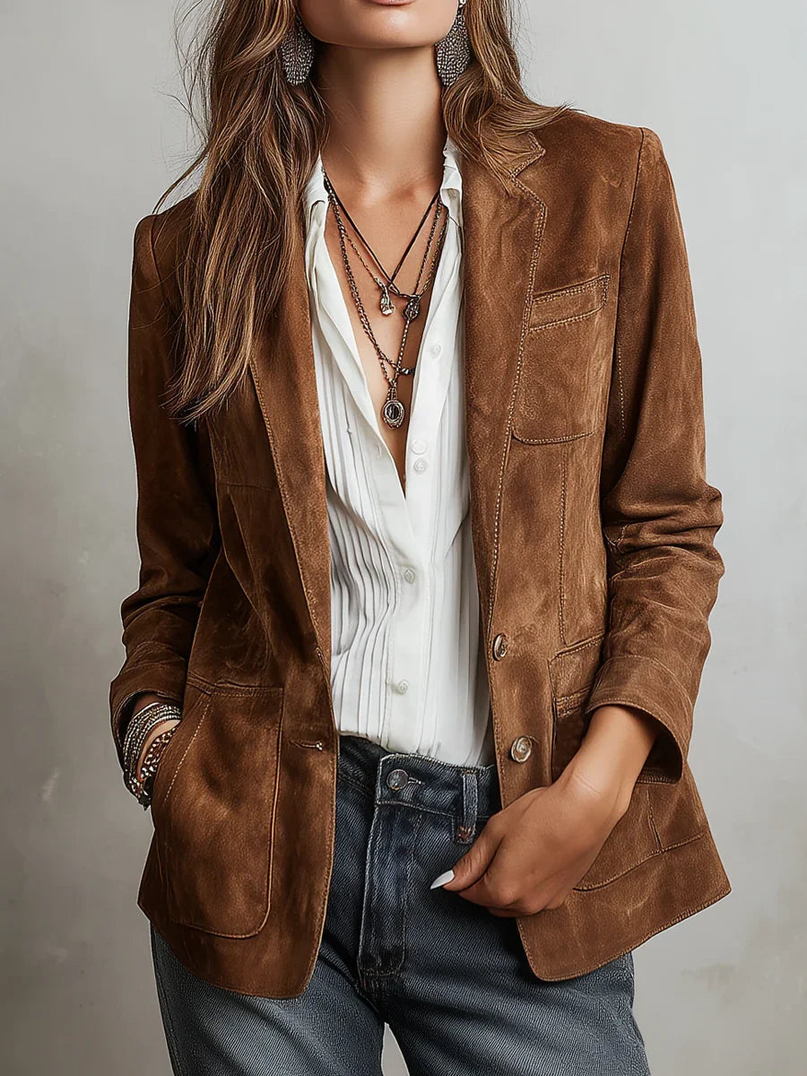 Juliette | Women's Tailored Button-Front Blazer with Notched Lapels and Textured Finish