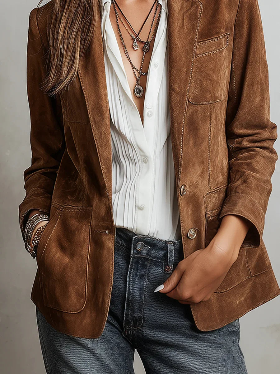Juliette | Women's Tailored Button-Front Blazer with Notched Lapels and Textured Finish