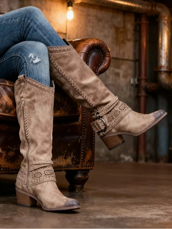 Bridget | Women's Knee-High Buckle Strap Boots
