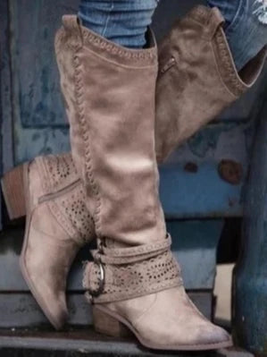 Bridget | Women's Knee-High Buckle Strap Boots