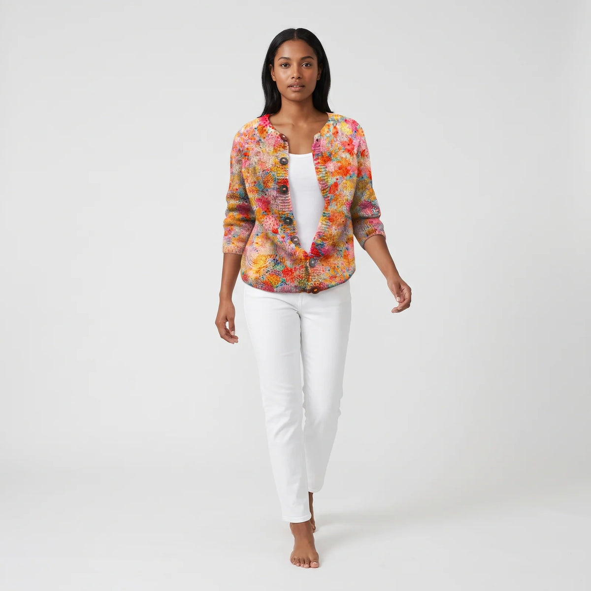 Poppy | Women's Colorful Floral Button-Front Cardigan