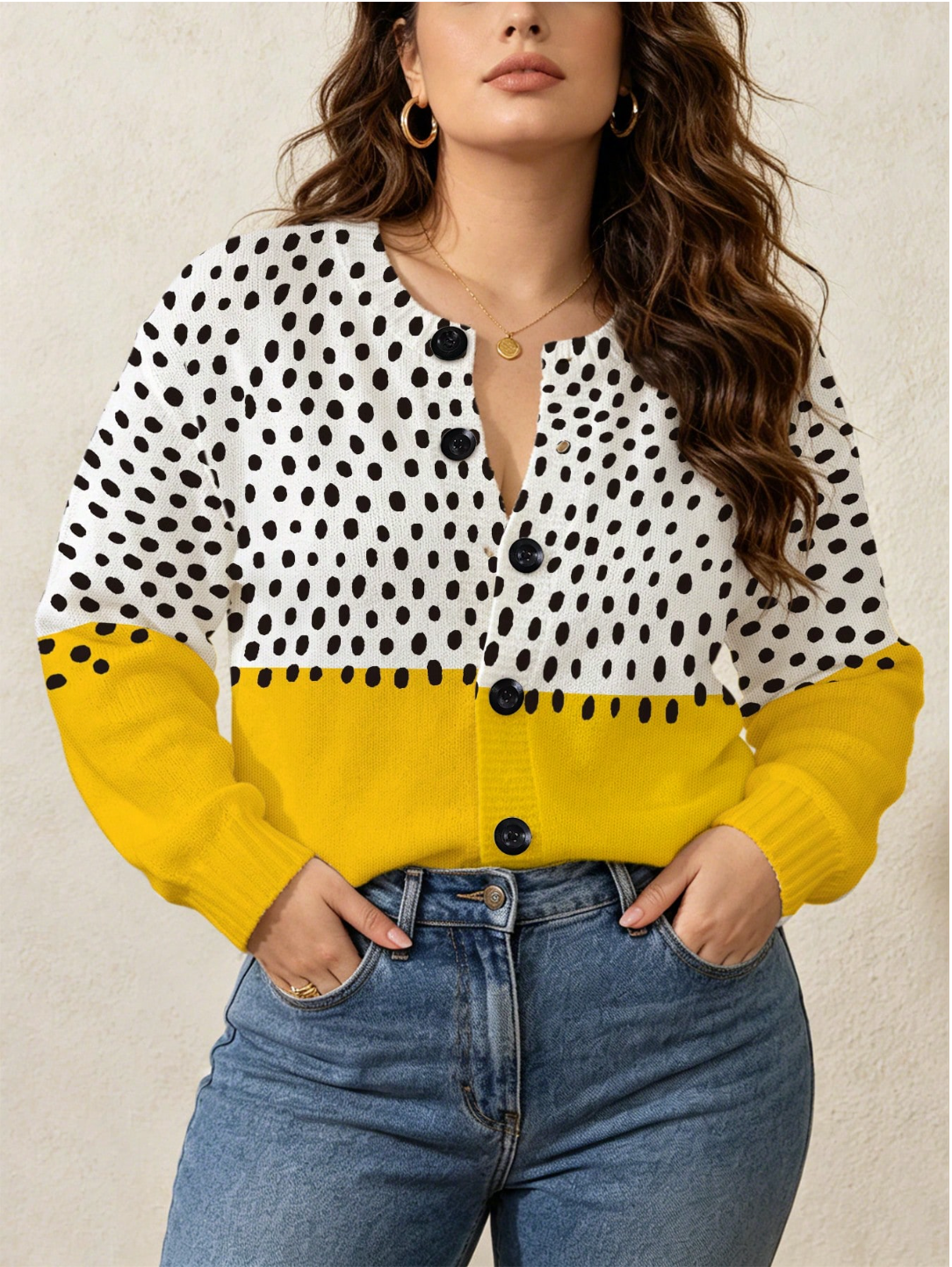 Mabel | Women's Polka-Dot Colorblock Cardigan
