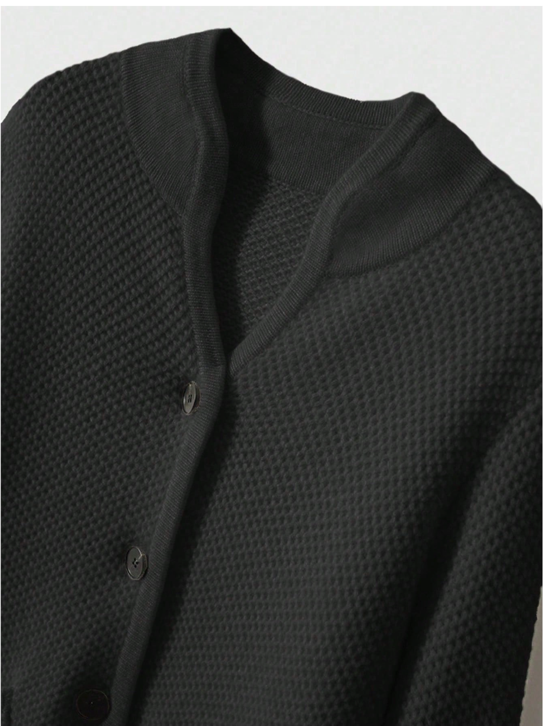 Eleanor | Women's Textured Button-Front Cardigan with Stand Collar and Decorative Cuffs