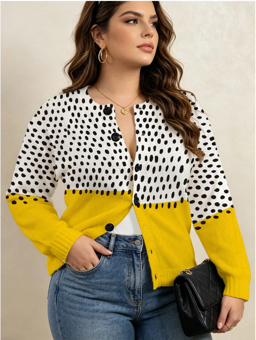 Mabel | Women's Polka-Dot Colorblock Cardigan