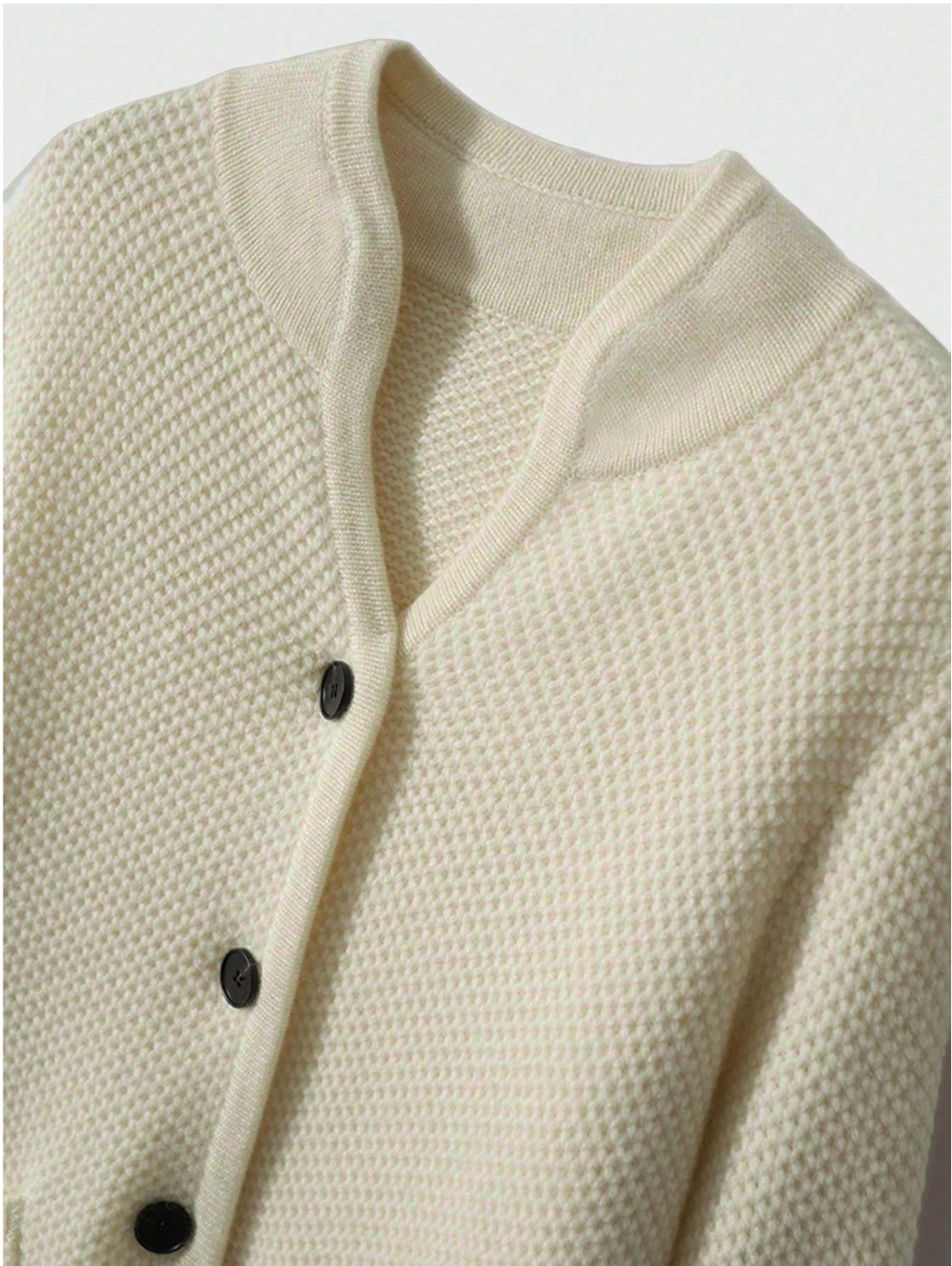 Eleanor | Women's Textured Button-Front Cardigan with Stand Collar and Decorative Cuffs