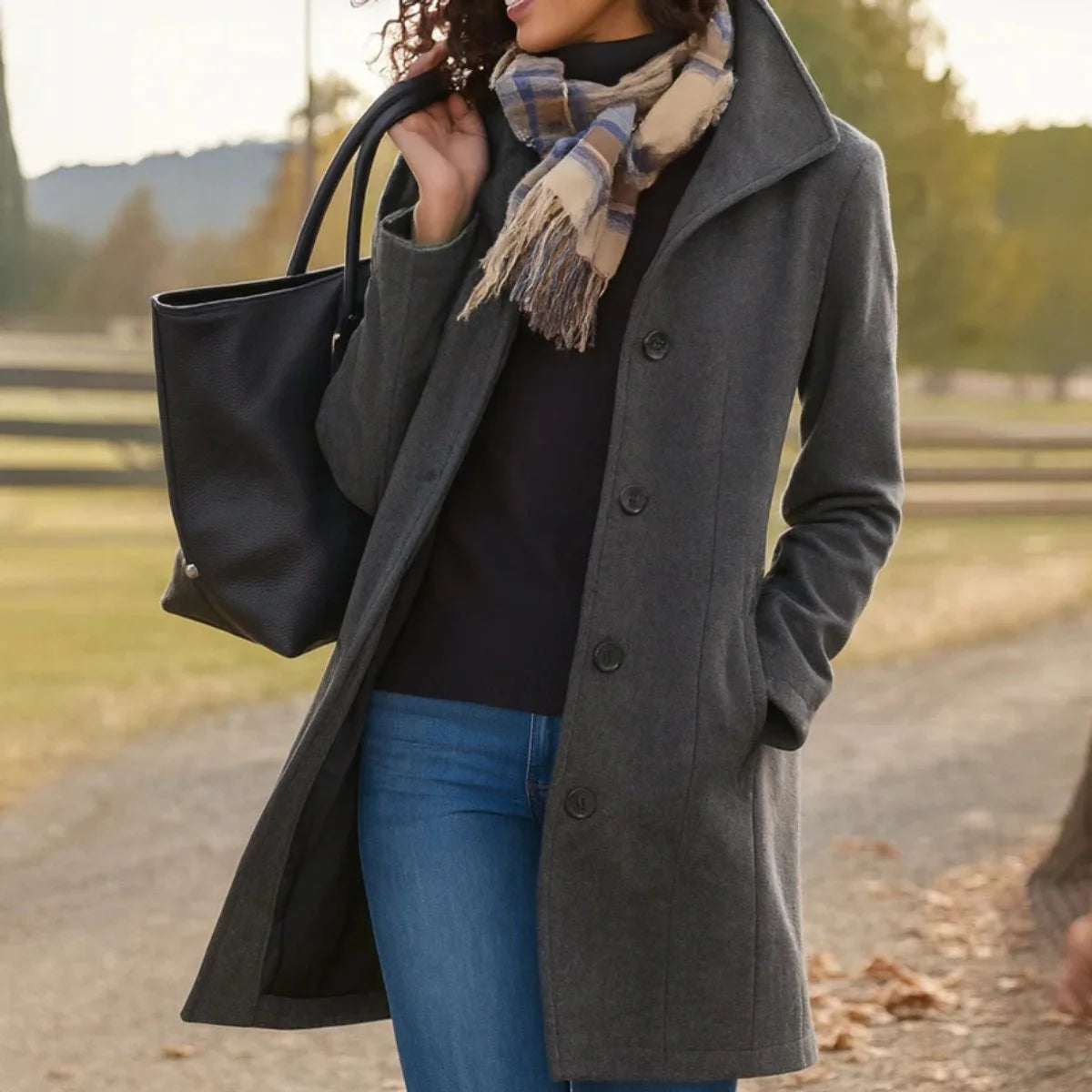 Vivienne | Women's Classic Single-Breasted Mid-Length Coat