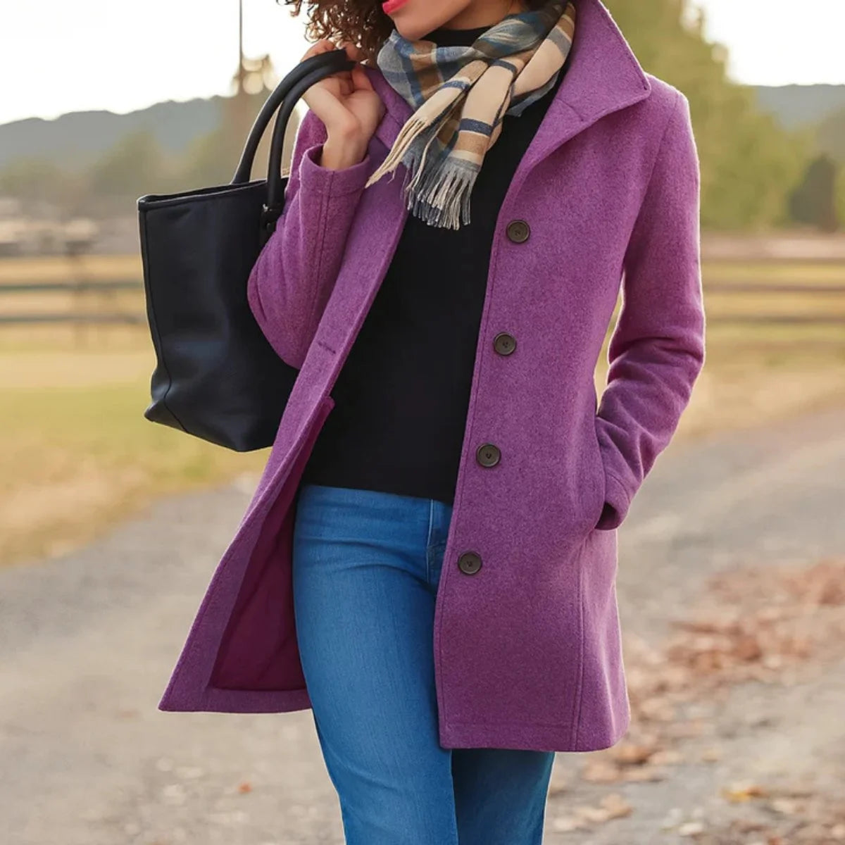 Vivienne | Women's Classic Single-Breasted Mid-Length Coat