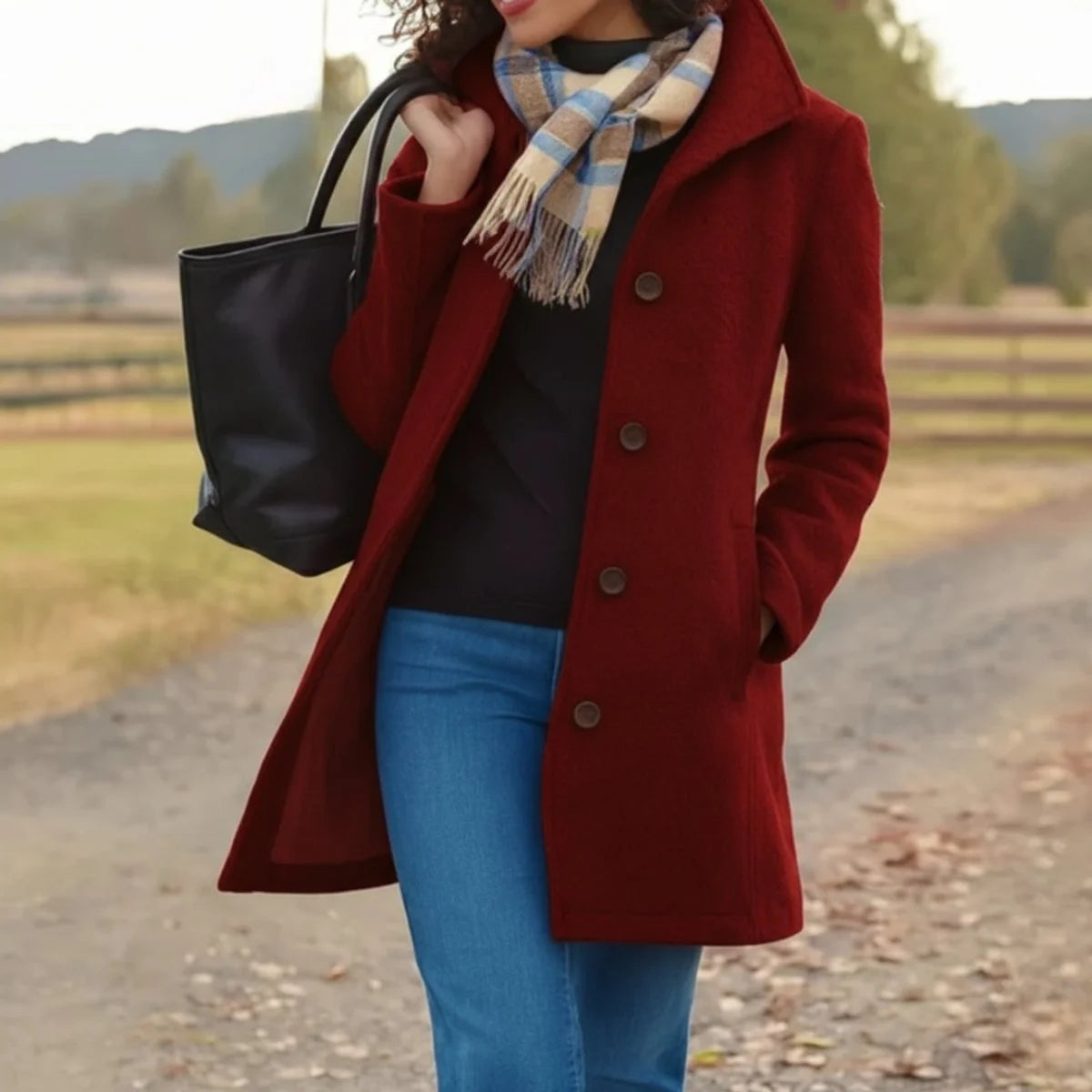 Vivienne | Women's Classic Single-Breasted Mid-Length Coat